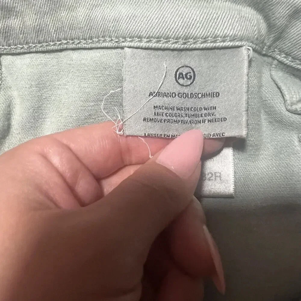 Anthropologie AG Vintage Stevie Ankle Button Up Slim Straight Jeans Green 32R - Picture 7 of 9